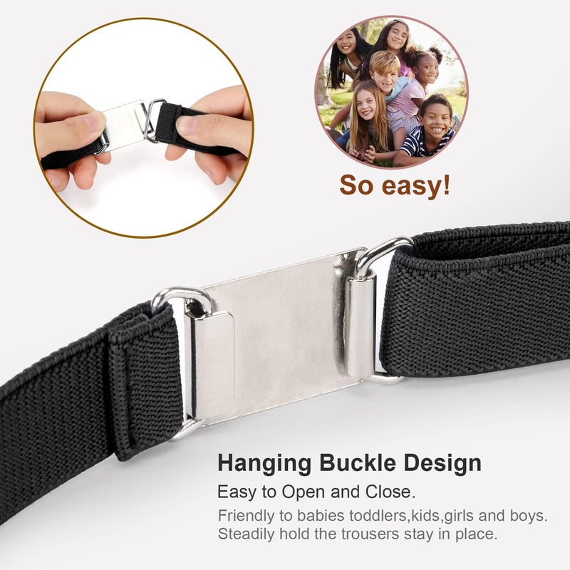 Jas. Good Kids Toddler Belt Elastic Stretch Adjustable Belt for Boys and Girls with Silver Square Buckle 2 Pack - Image 2